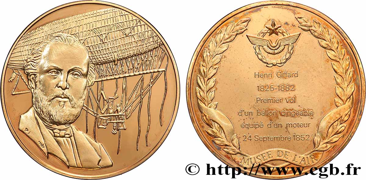 AERONAUTICS - AVIATION : AVIATORS & AIRPLANES Médaille, L’Histoire de la Conquête de l’Air, Henri Giffard AU