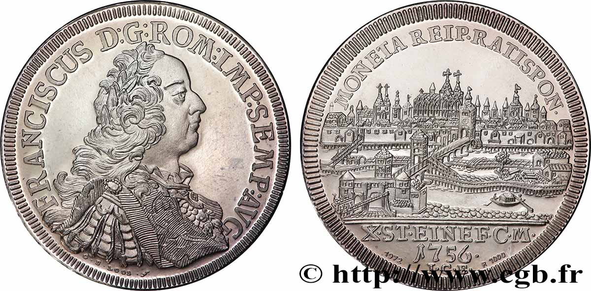 ALLEMAGNE - VILLE DE REGENSBOURG (RATISBONNE) - FRANÇOIS Ier DE LORRAINE Médaille, Reproduction d’un thaler de convention SPL