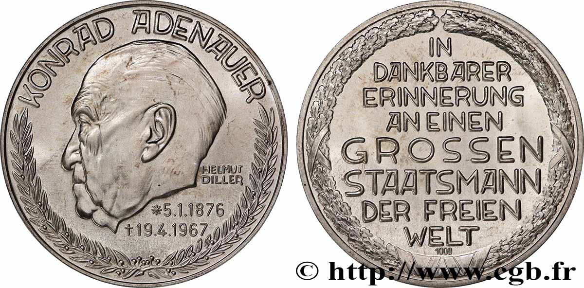ALLEMAGNE Médaille, Konrad Adenauer SUP+