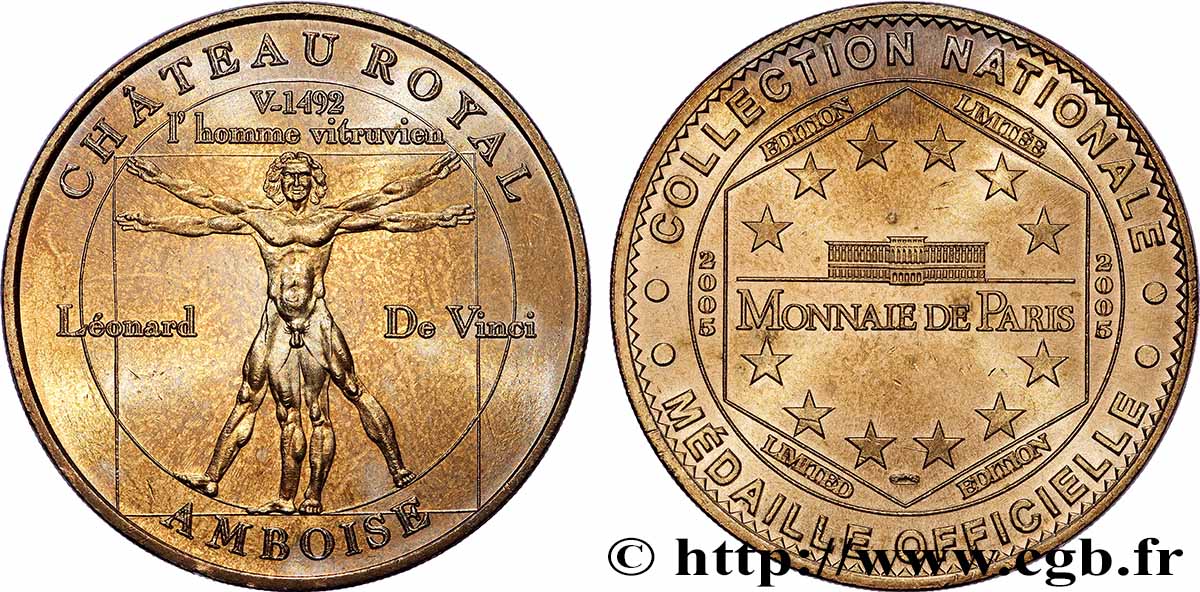 TOURISTIC MEDALS Médaille touristique, L’Homme vitruvien de Léonard de Vinci SPL