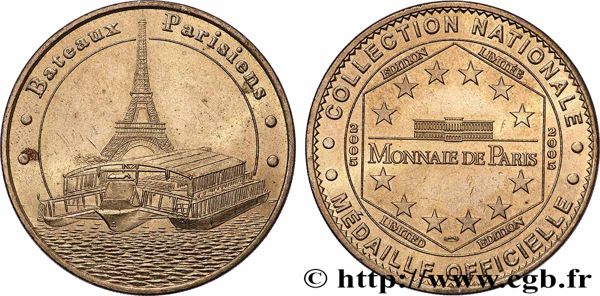 TOURISTIC MEDALS Médaille touristique, Bateaux Parisiens, Paris AU