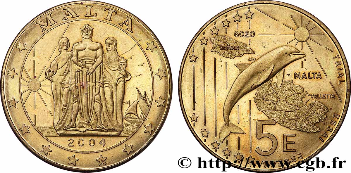 MALTE Médaille, 5 Euros Essai TTB+
