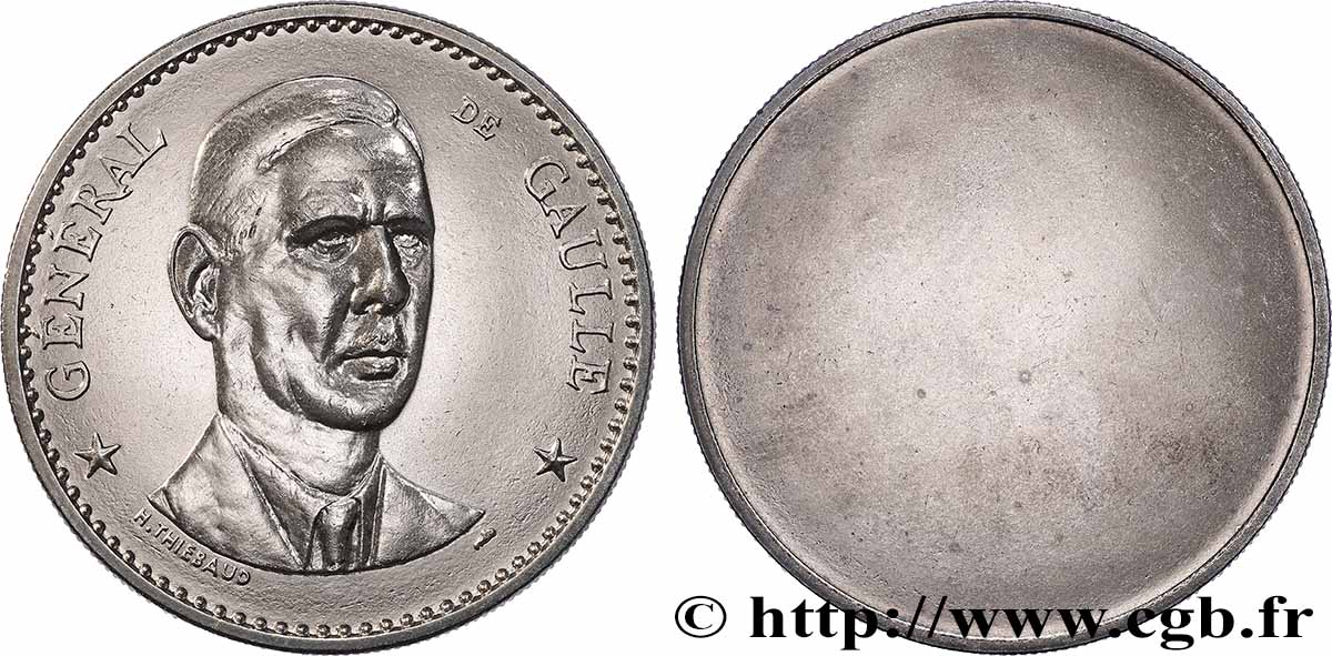 QUINTA REPUBBLICA FRANCESE Médaille uniface, Charles de Gaulle q.SPL