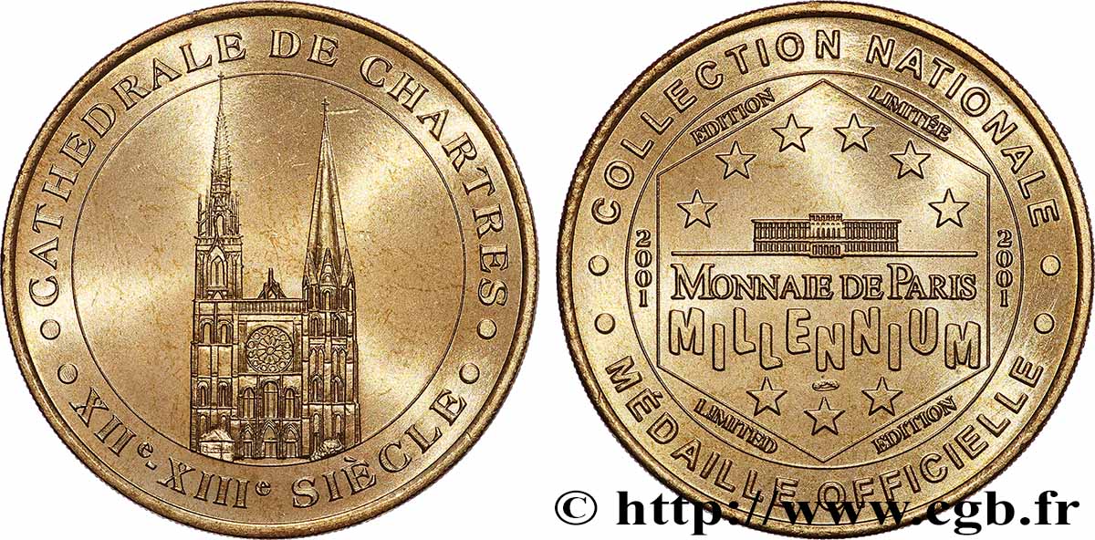 MÉDAILLES TOURISTIQUES Médaille touristique, Cathédrale de Chartres SUP