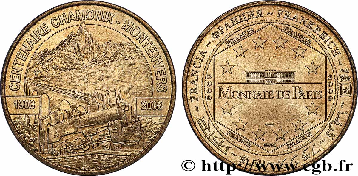 TOURISTIC MEDALS Médaille touristique, Centenaire de Chamonix- Montenvers 1908-2008 q.SPL