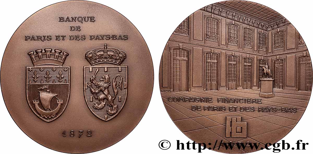 V REPUBLIC Médaille, Banque de Paris et des Pays-Bas, 100e anniversaire AU