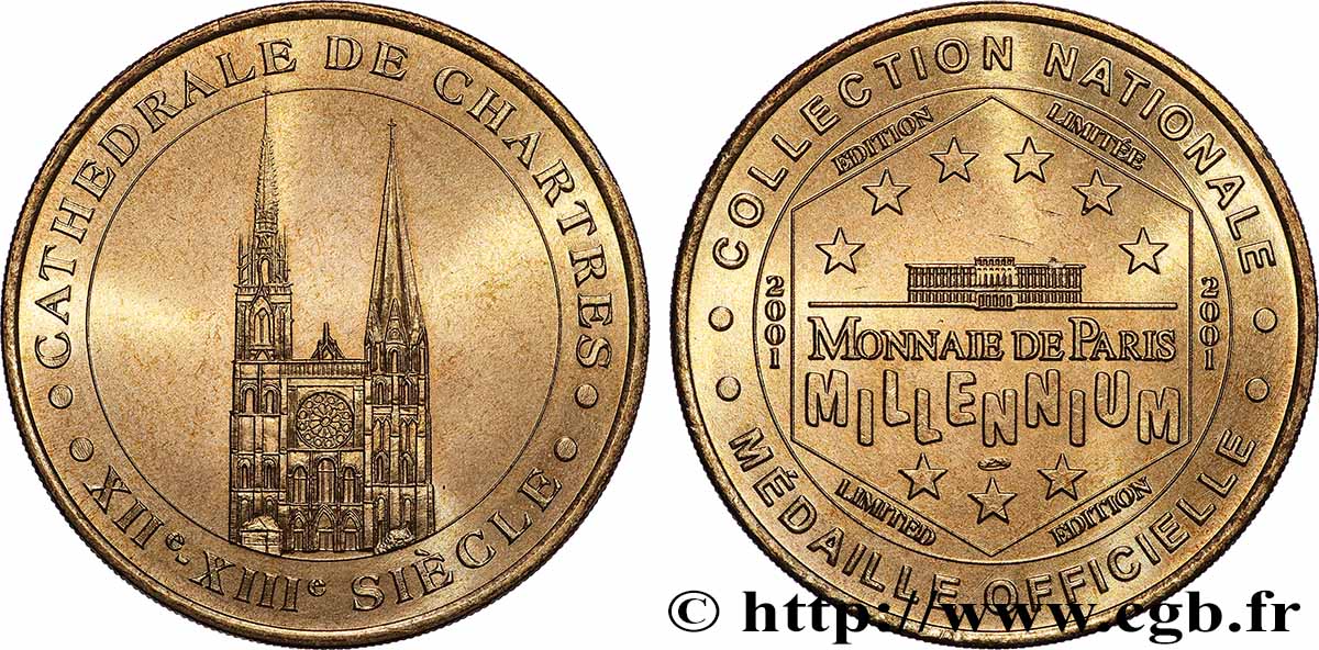 TOURISTIC MEDALS Médaille touristique, Cathédrale de Chartres VZ