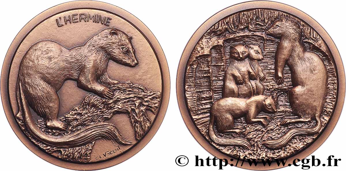 ANIMALS Médaille animalière - Hermine, n°28 AU