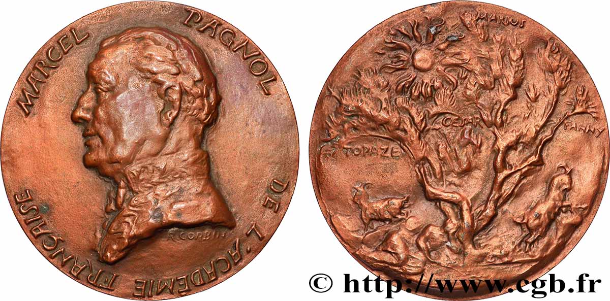 LITERATURE : WRITERS - POETS Médaille, Marcel Pagnol q.SPL