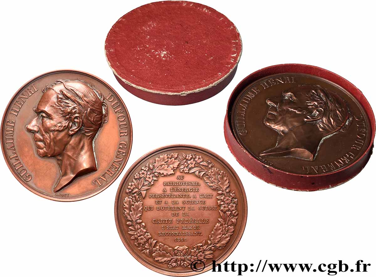 SUISSE Médaille, Guillaume Henri Dufour, Général AU