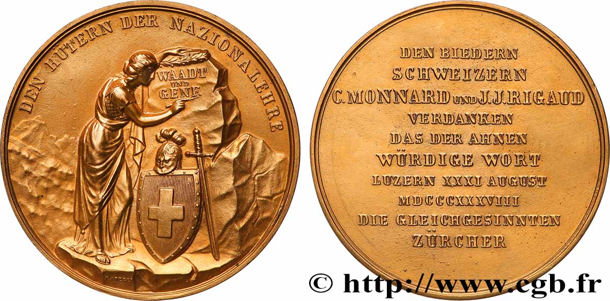 SUISSE - CANTON DE ZÜRICH Médaille, Aux gardiens de la doctrine nationale SUP