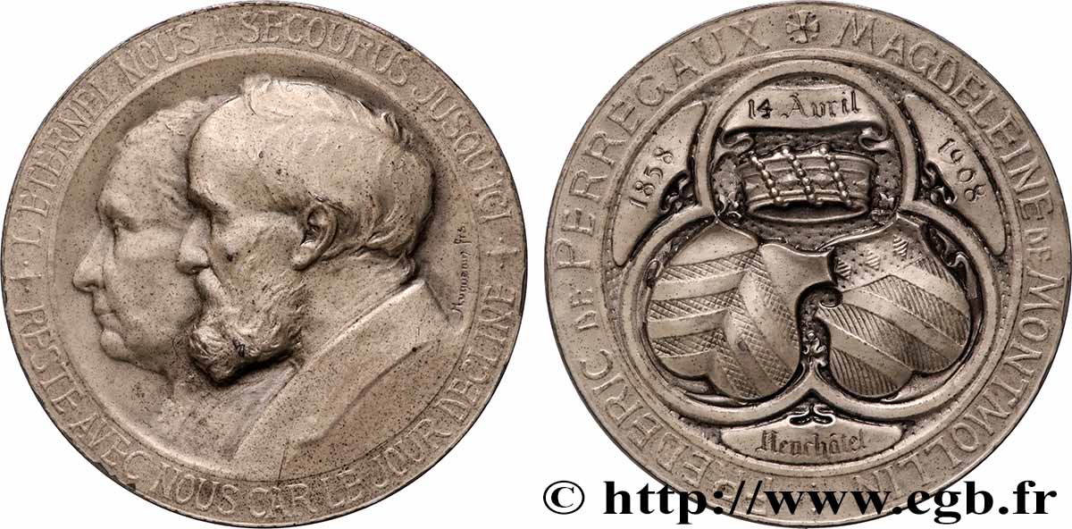 SCHWEIZ - KANTON NEUCHATEL Médaille, L’Éternel nous a secourus jusqu’ici fVZ