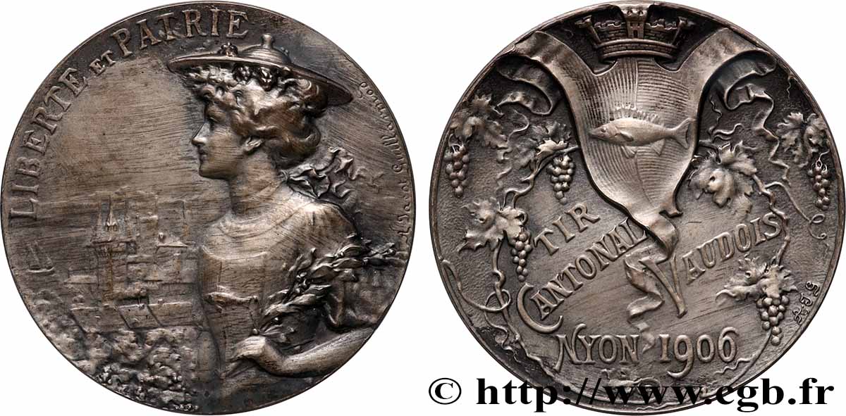 SUISSE - CANTON DE VAUD Médaille, Tir cantonal TTB+