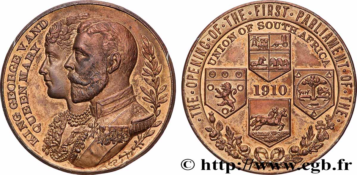 GRANDE-BRETAGNE - GEORGES V Médaille, L’ouverture du premier parlement de l’union de l’Afrique du Sud AU