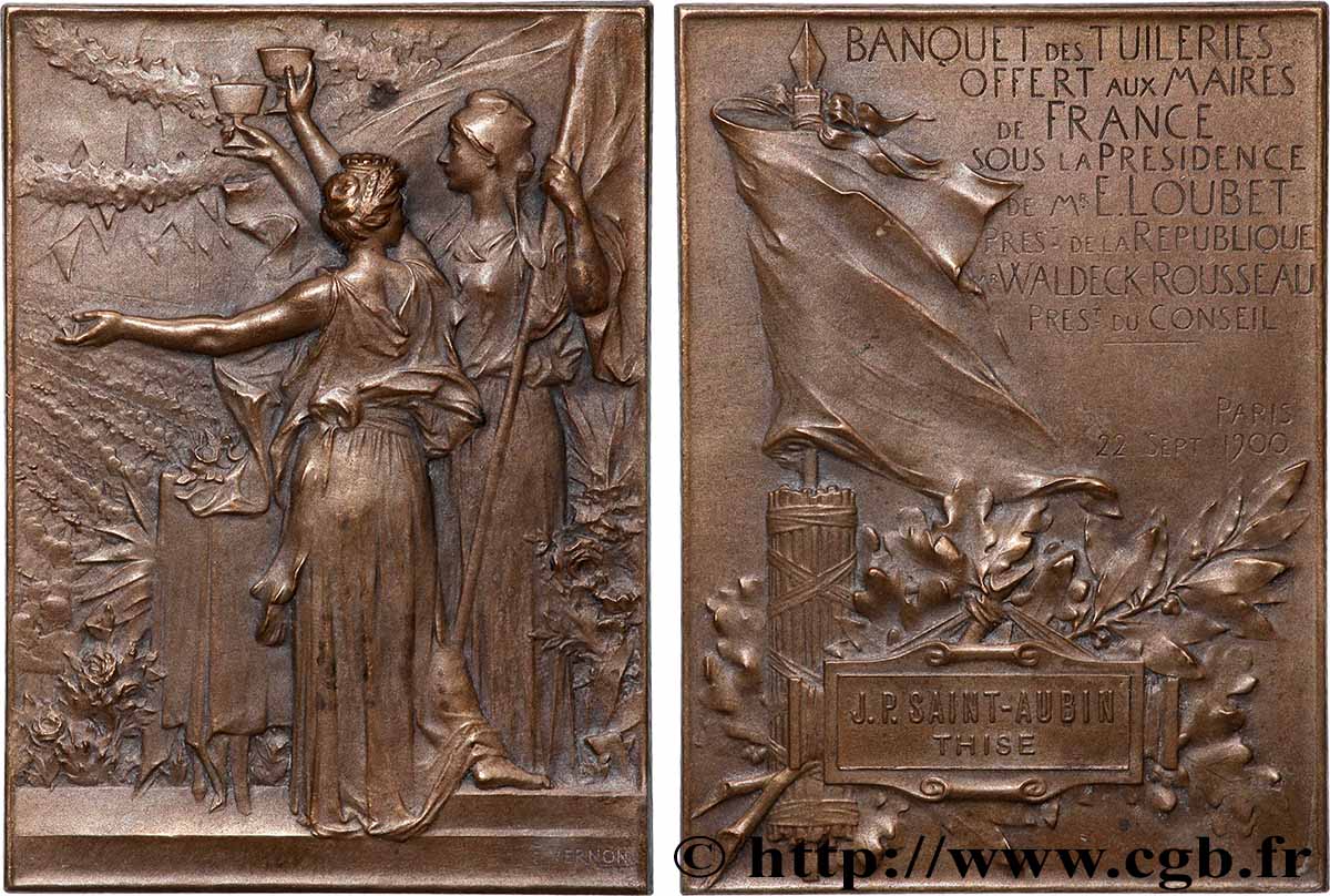 TROISIÈME RÉPUBLIQUE Plaquette, Banquet des tuileries offert aux maires de France TTB+