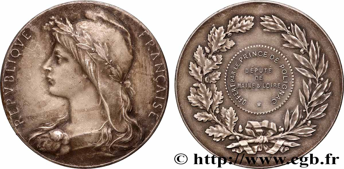 TROISIÈME RÉPUBLIQUE Médaille, Offert par le Prince de Polignac TTB+