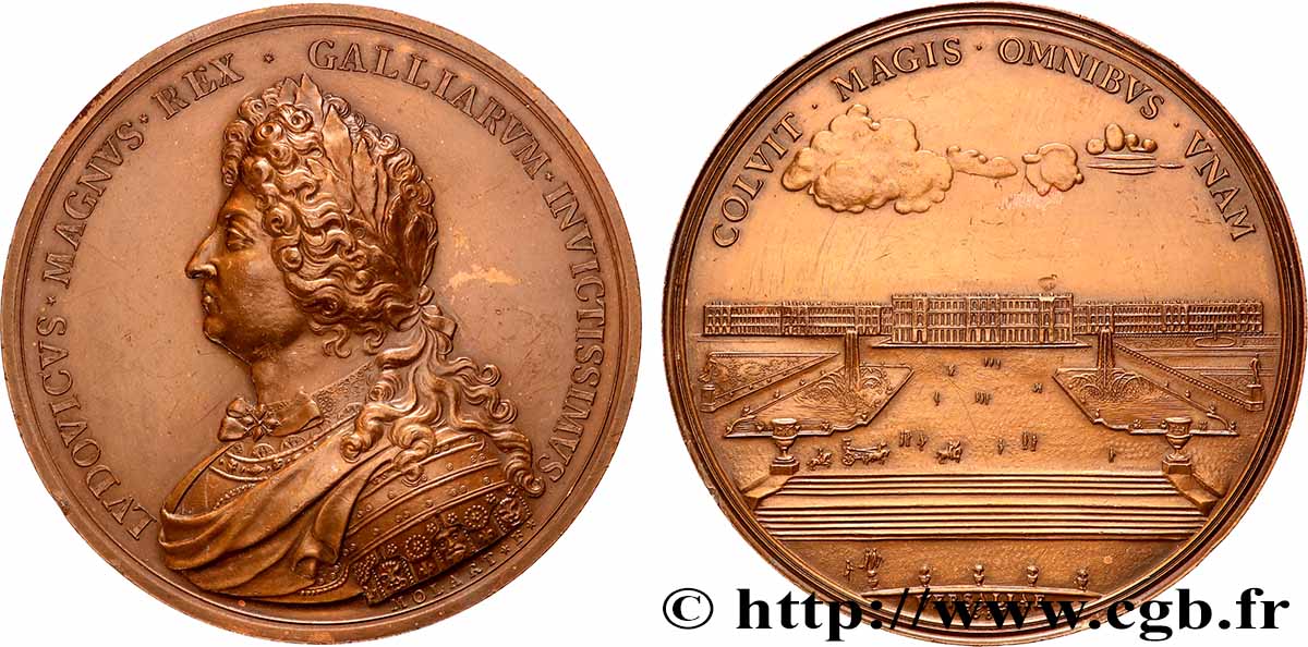 LOUIS XIV LE GRAND OU LE ROI SOLEIL Médaille, Château de Versailles, refrappe SUP