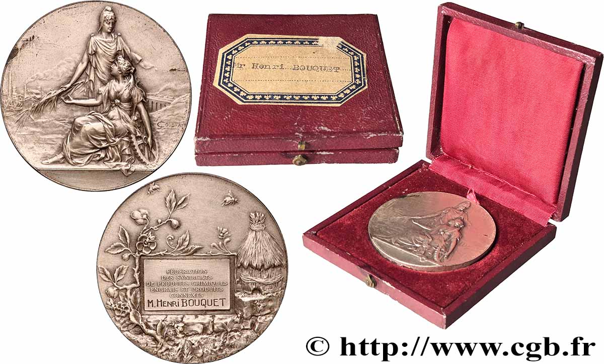 III REPUBLIC Médaille de récompense, Fédération des syndicats de produits chimiques, engrais et produits connexes AU