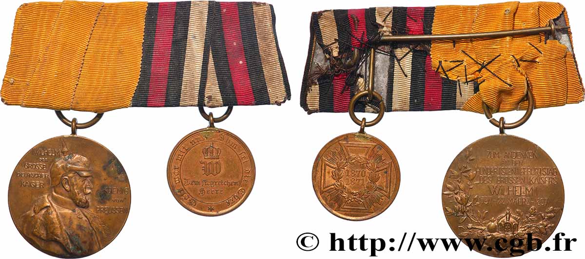 ALLEMAGNE - ROYAUME DE PRUSSE - GUILLAUME II Médaille, 100e anniversaire du Kaiser Wilhelm I, Guerre de 1870-1871 TTB+