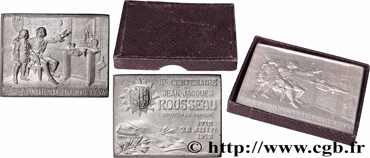 SUISSE Plaquette, Second centenaire de Jean-Jacques Rousseau AU