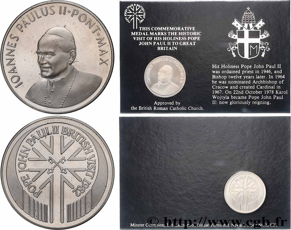 JEAN-PAUL II (Karol Wojtyla) Médaille, Visite de Jean-Paul II en Grande Bretagne TTB+