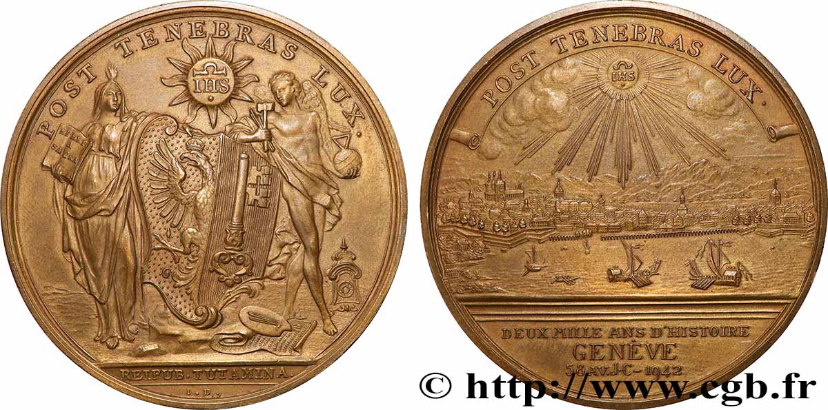 SUISA - REPUBLICA DE GINEBRA Médaille, Deux mille ans d’histoire MBC+