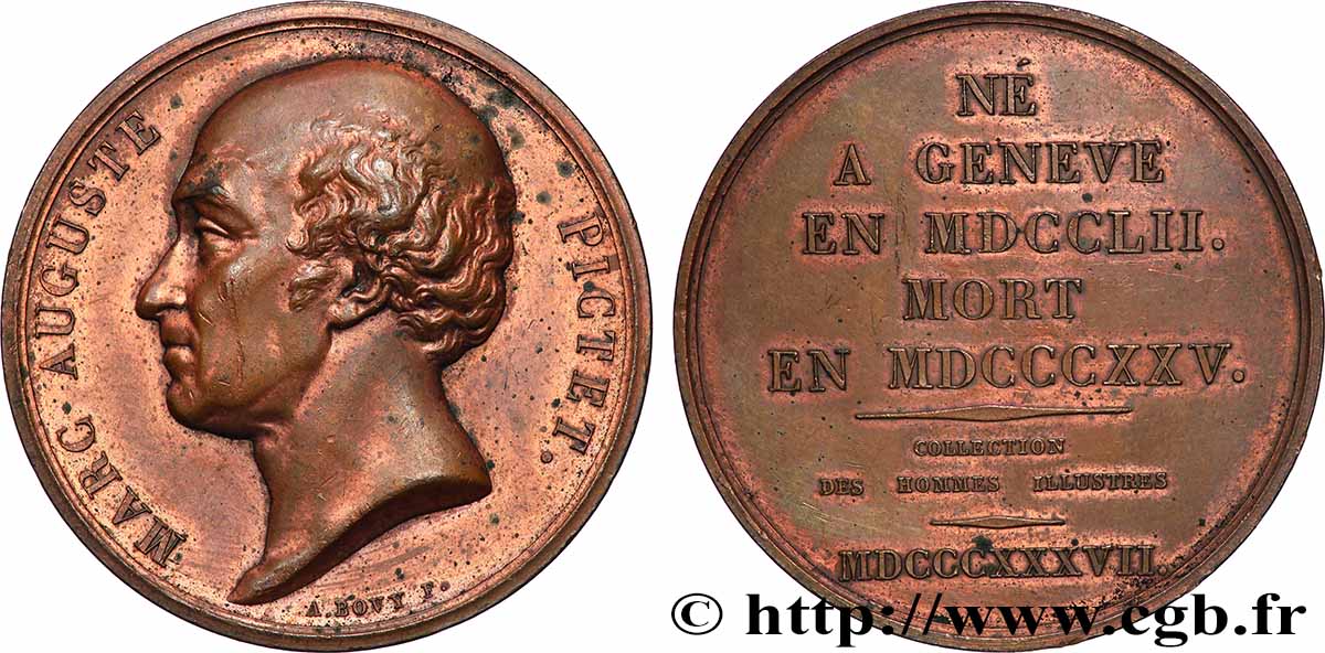 GALERIE MÉTALLIQUE DES GRANDS HOMMES FRANÇAIS Médaille, Marc Auguste Pictet TTB+