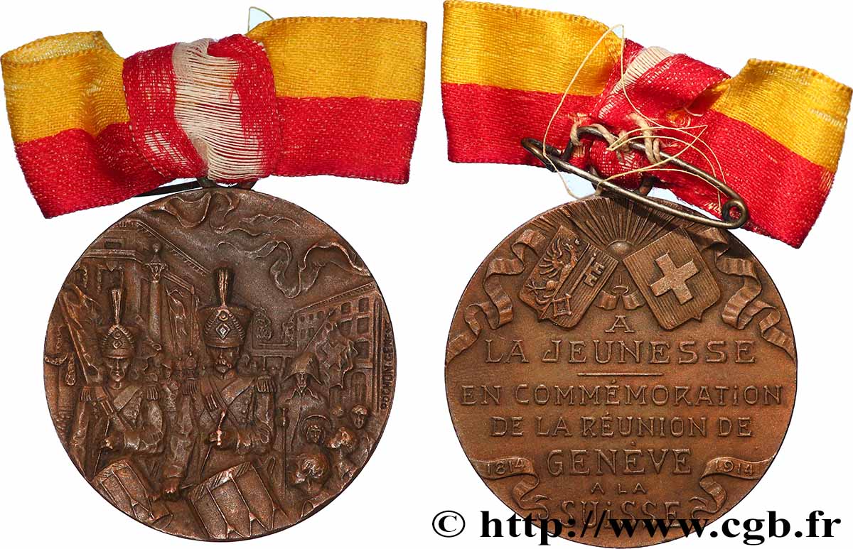 SUISSE Médaille, Commémoration de la réunion de Genève à la Suisse AU