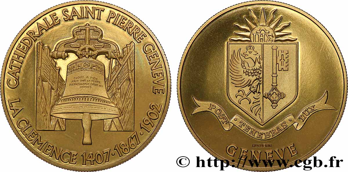 SUISSE Médaille, Cathédrale Saint Pierre Genève TTB+