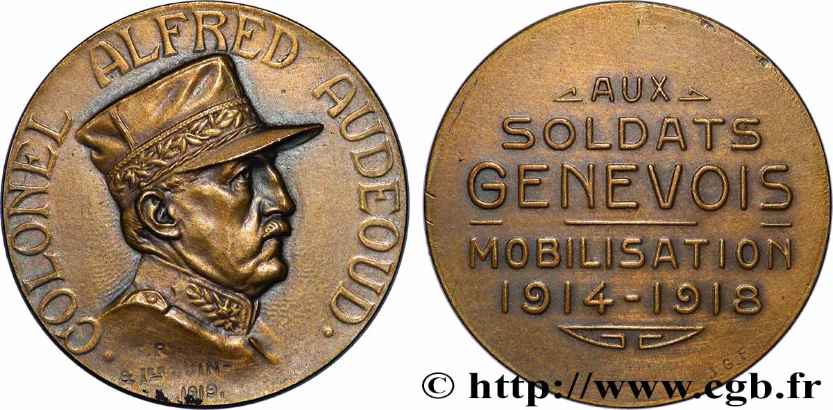SUISSE Médaille, Aux soldats genevois, mobilisation TTB+