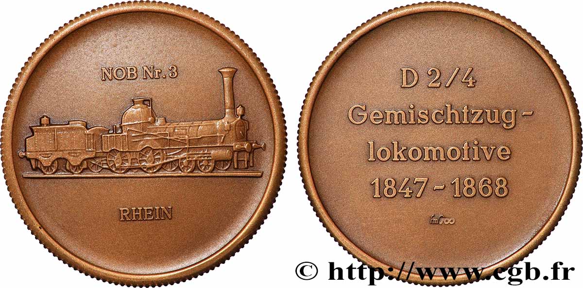 ALLEMAGNE Médaille, Nob n°3 Rhein, Locomotive de train mixte SUP