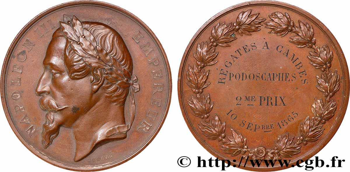 SECONDO IMPERO FRANCESE Médaille, Régates, Podoscaphe BB