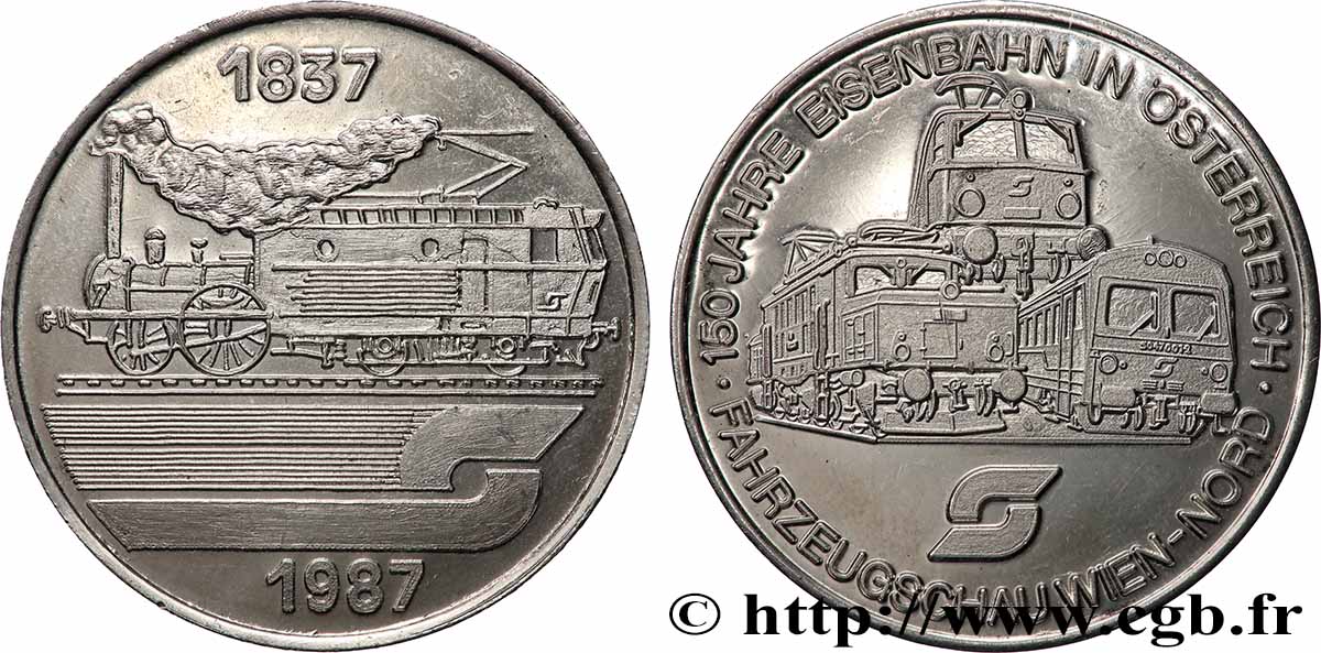 AUSTRIA Médaille, 150 ans de chemins de fer, Salon de l’automobile Vienne Nord q.SPL