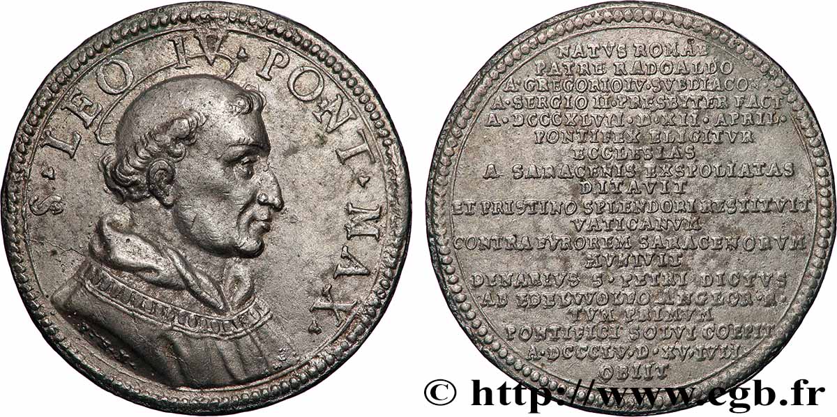 VATICAN ET ÉTATS PONTIFICAUX Médaille, Léon IV TTB