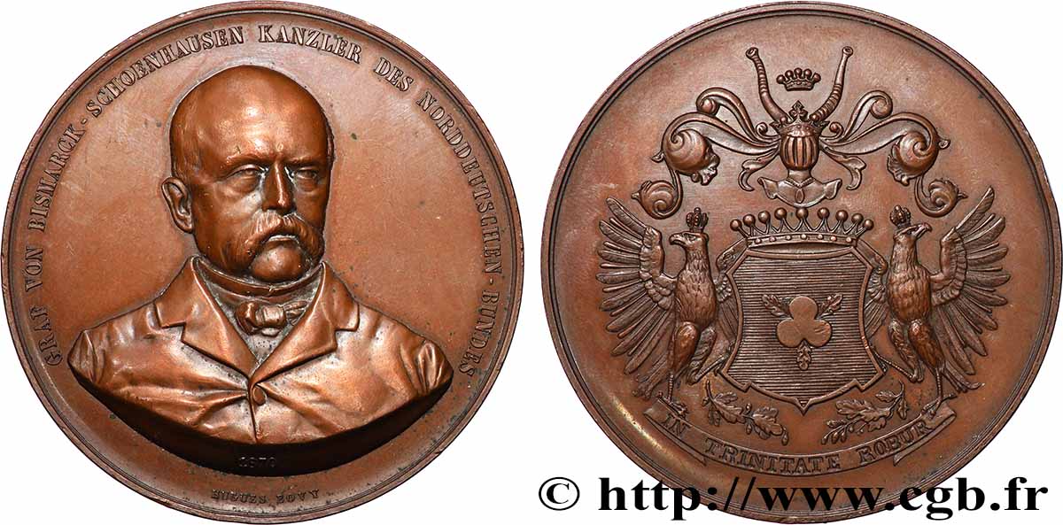 ALLEMAGNE - ROYAUME DE PRUSSE - GUILLAUME Ier Médaille, Otto von Bismarck TTB+