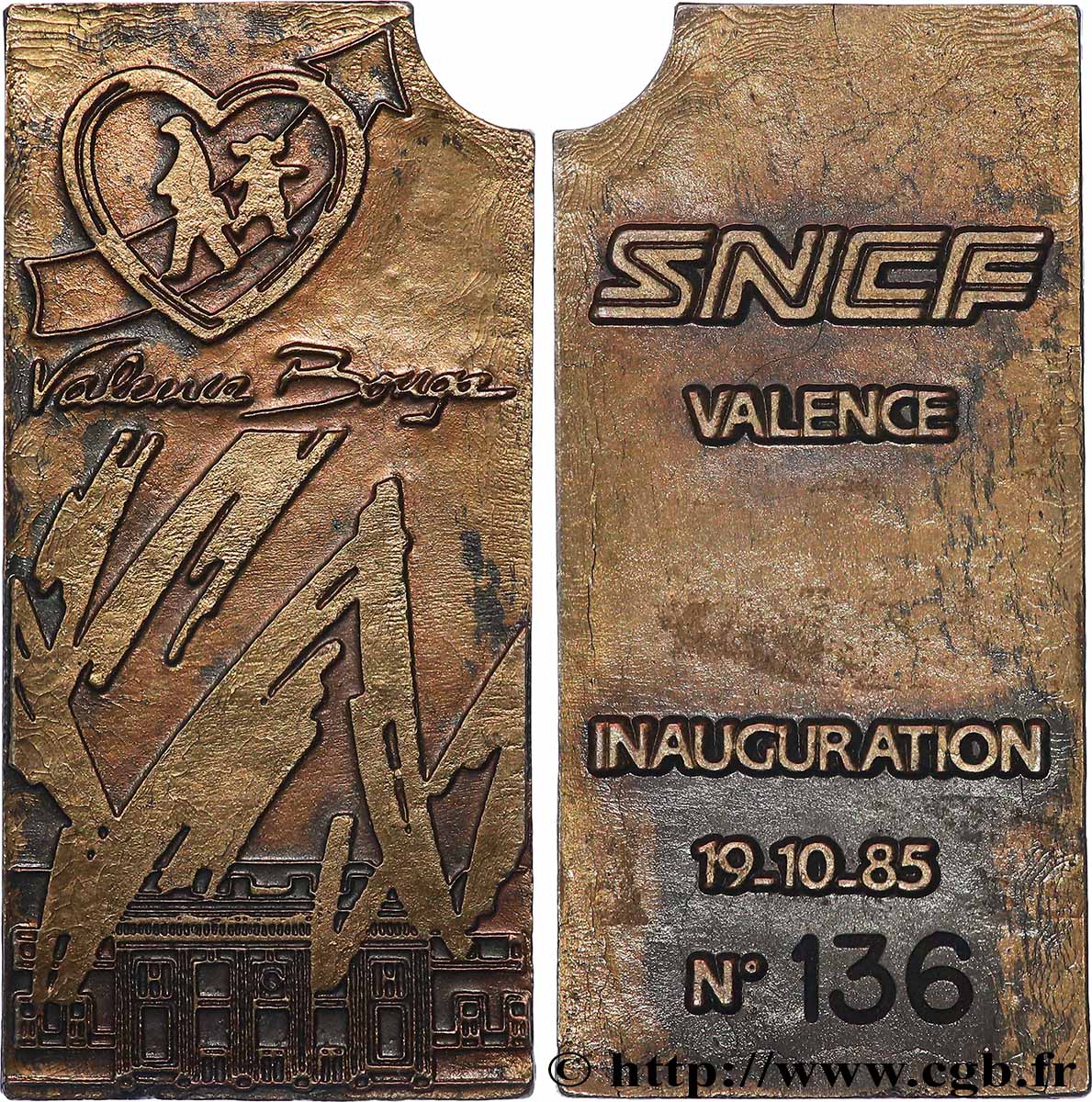 CINQUIÈME RÉPUBLIQUE Médaille, Inauguration Sncf Valence TTB