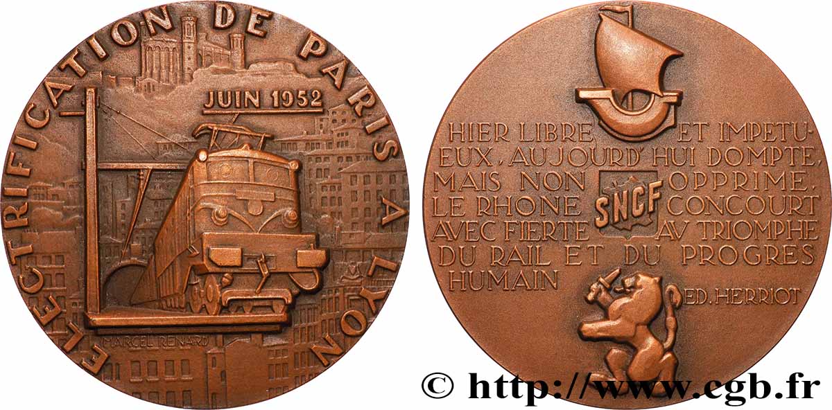 IV REPUBLIC Médaille, Électrification de Paris à Lyon AU