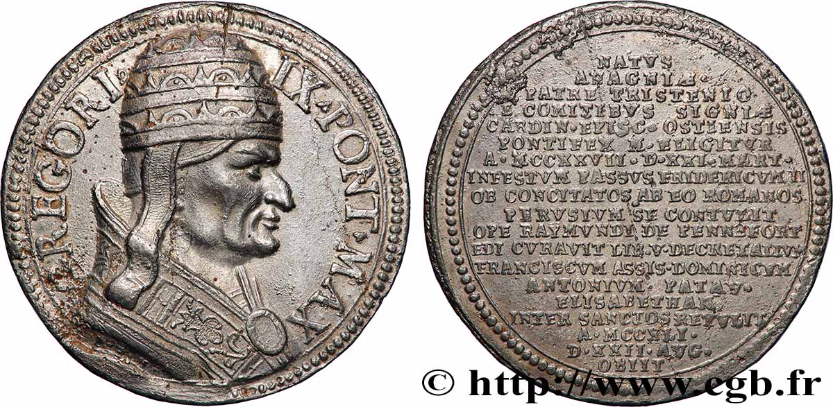 VATICANO Y ESTADOS PONTIFICIOS Médaille, Grégoire IX MBC