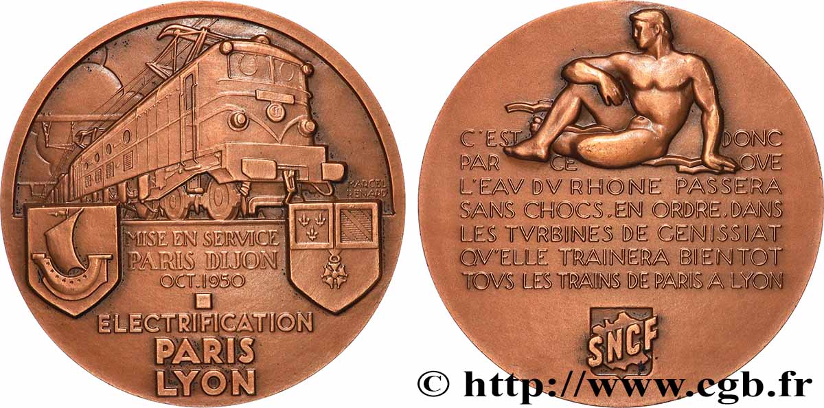 VIERTE FRANZOSISCHE REPUBLIK Médaille, Mise en service du Paris-Dijon et électrification du Paris-Lyon VZ