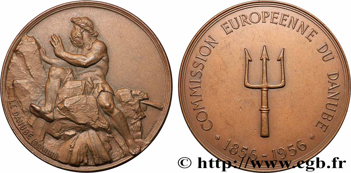 IV REPUBLIC Médaille, Centenaire de la Commission européenne du Danube AU/AU