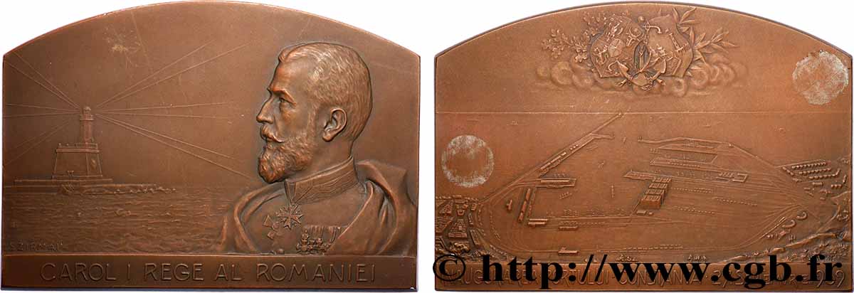 ROUMANIE - CHARLES Ier Plaquette, Inauguration du port de Constanta SUP