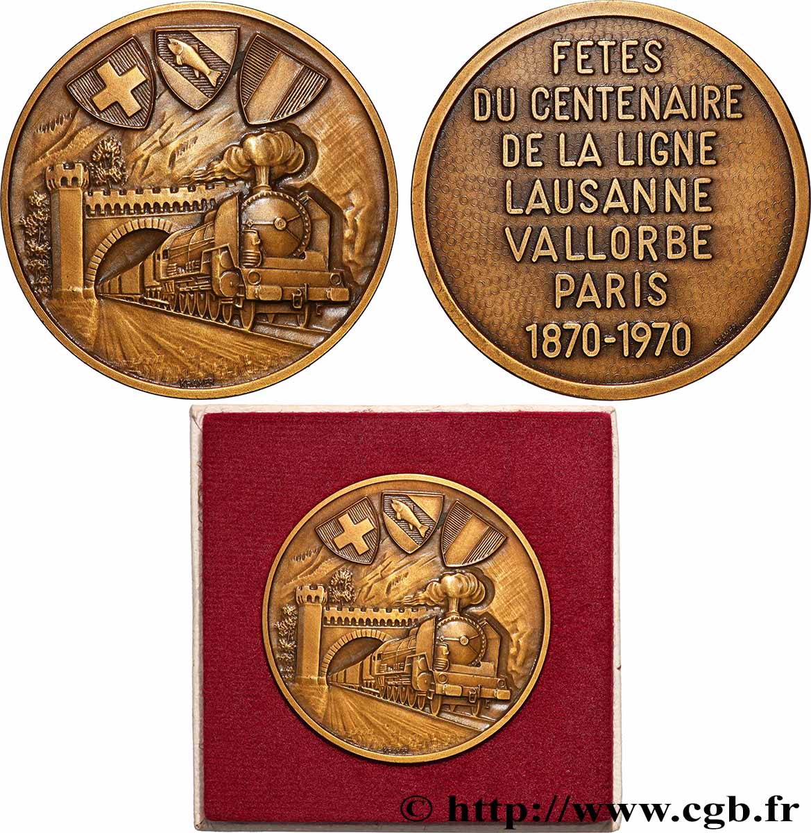 SUISSE Médaille, Fêtes du centenaire de la ligne Lausanne-Vallorbe-Paris SUP