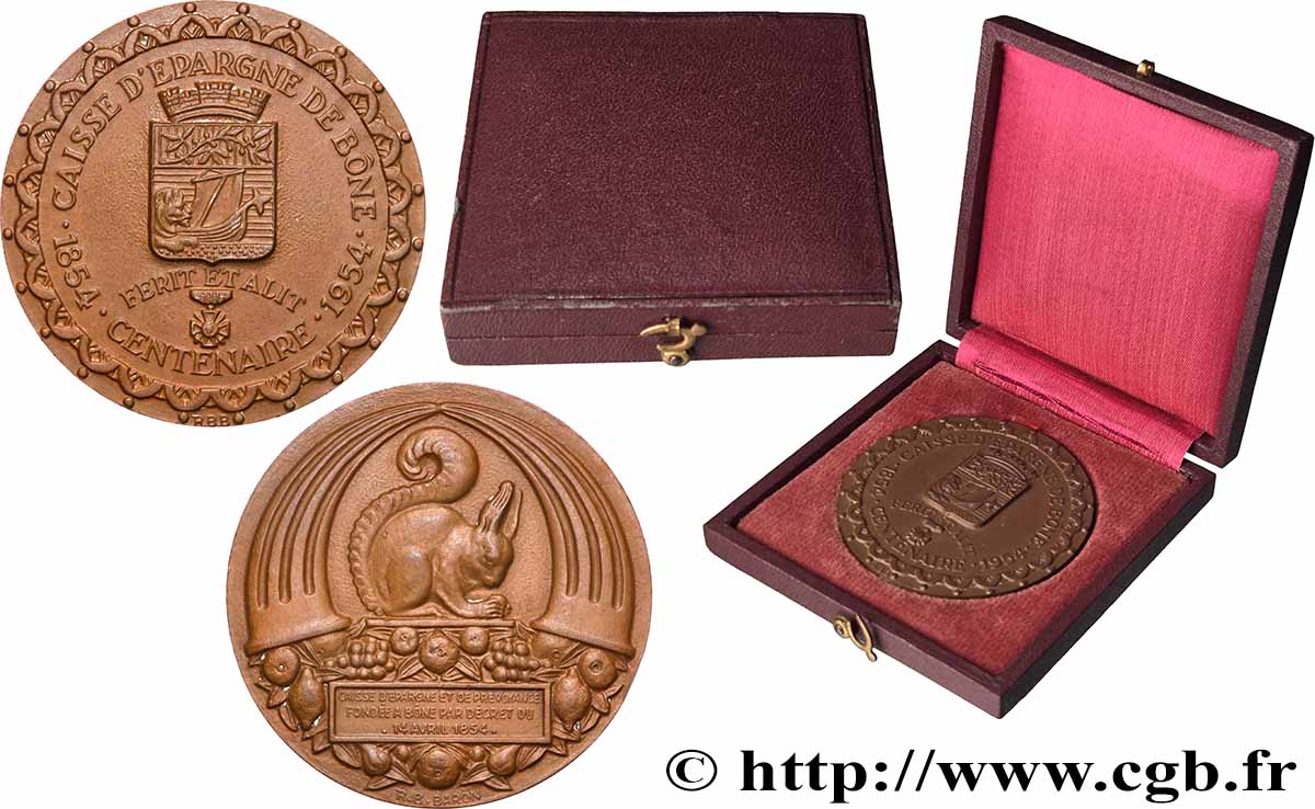 ALGERIA - FOURTH REPUBLIC Médaille, Centenaire de la caisse d’épargne de Bône AU