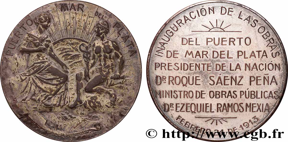 ARGENTINA Médaille, Inauguration des installations portuaires de Mar del Plata XF