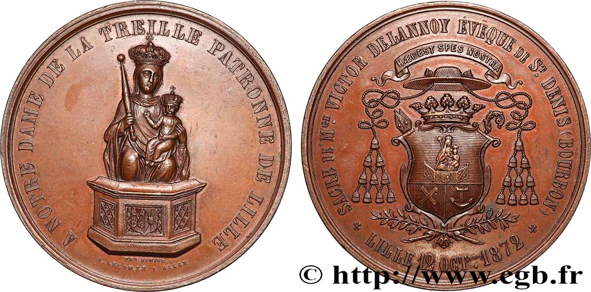 TROISIÈME RÉPUBLIQUE Médaille, Notre-Dame de la Treille TTB+