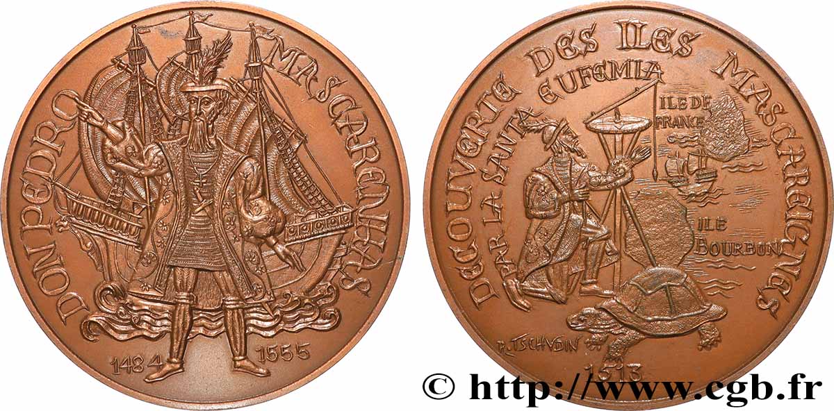 V REPUBLIC Médaille, Mascarenhas et la découverte des Iles Mascareignes AU