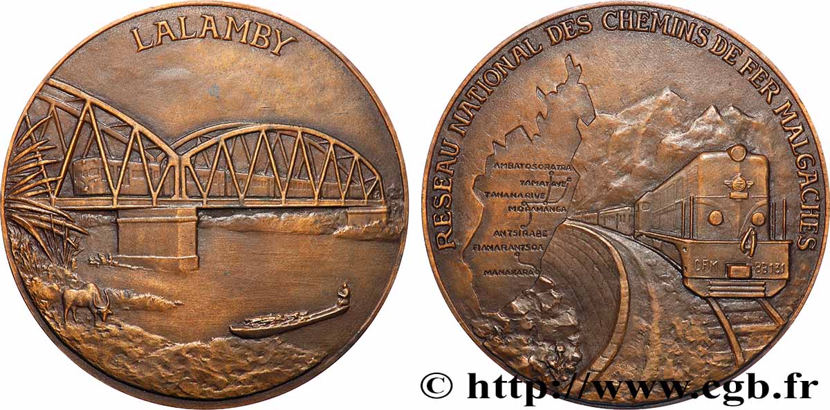 MADAGASCAR Médaille, Réseau national des chemins de fer malgaches MBC+