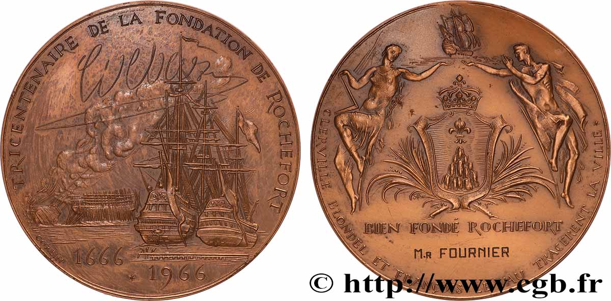 CINQUIÈME RÉPUBLIQUE Médaille de récompense, Tricentenaire de la fondation de Rochefort SUP