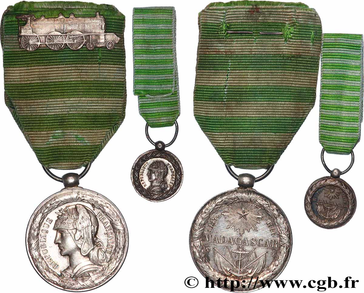 DRITTE FRANZOSISCHE REPUBLIK Médaille commémorative, Madagascar, avec sa miniature VZ