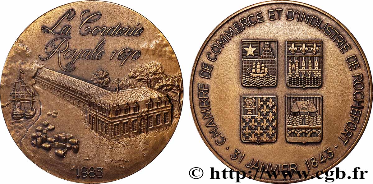 QUINTA REPUBLICA FRANCESA Médaille, Corderie royale, Chambre de commerce et d’industrie EBC